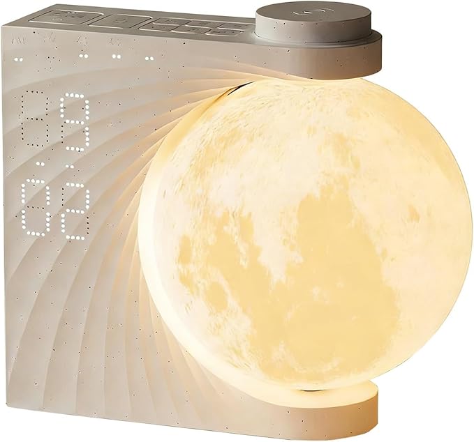 Moonrise Sunrise Alarm Clock with Wake Up Light & RGB Moon Lamp, Dual Alarms, Snooze Function, Night Light for Kids Adults, Bedroom Decor