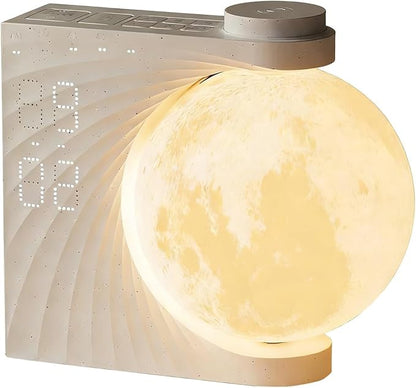 Moonrise Sunrise Alarm Clock with Wake Up Light & RGB Moon Lamp, Dual Alarms, Snooze Function, Night Light for Kids Adults, Bedroom Decor