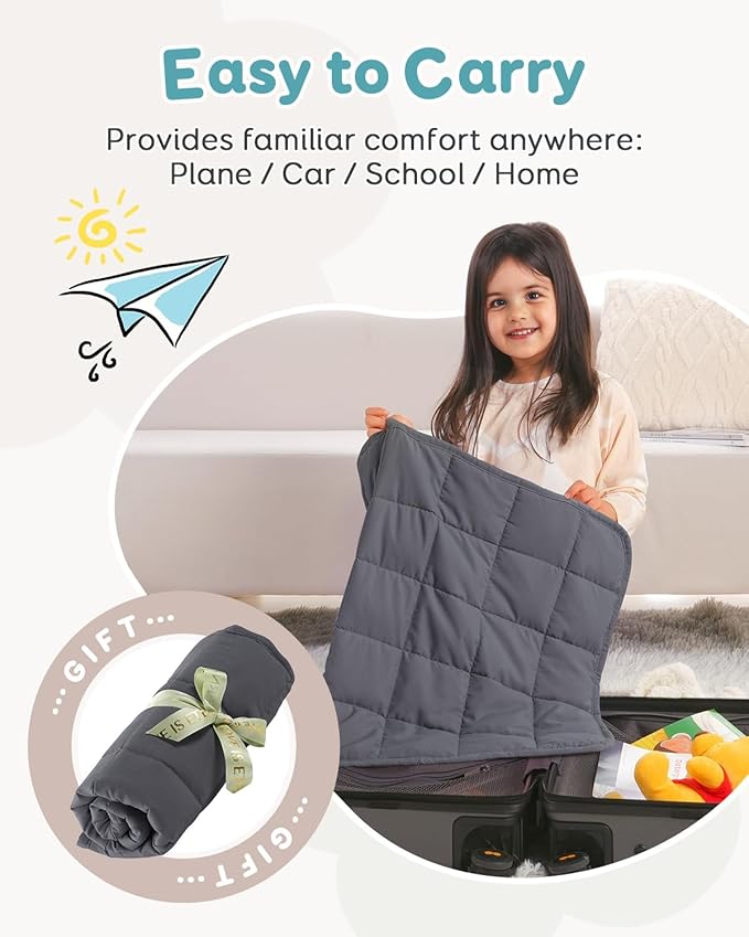 Topblan 2 lb Weighted Blanket, 19" x 21" Weighted Lap Pad, Soft Breathable Premium Glass Bead Filling for Calming, Machine Washable, Dark Grey