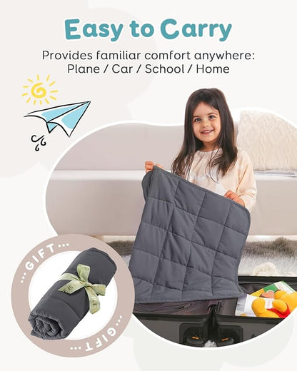 Topblan 2 lb Weighted Blanket, 19" x 21" Weighted Lap Pad, Soft Breathable Premium Glass Bead Filling for Calming, Machine Washable, Dark Grey