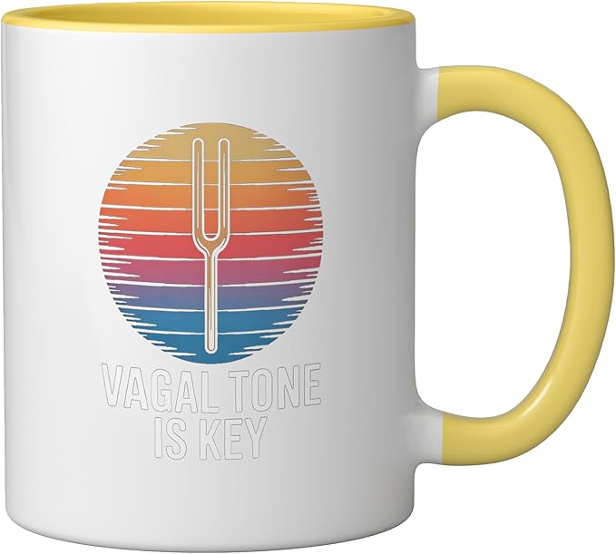 Relaxation Breathing Stress Vagus Nerve Stimulation Anatomy Ceramic Mug, Yellow/White