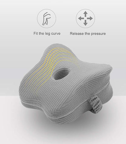Upgrade Knee Pillow for Side Sleepers with Elastic Strap, Memory Foam Leg Pillow, Ideal for Spine Alignment, Hip, Back & Joint Pain Relief - for Better Sleeping with Breathable & Washable Cover