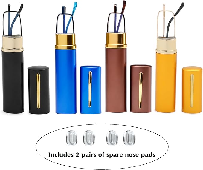 Blue Light Blocking Reading Glasses - Slim Pocket Readers with Pen Clip Case Mini Lightweight Readers