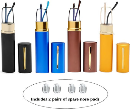 Blue Light Blocking Reading Glasses - Slim Pocket Readers with Pen Clip Case Mini Lightweight Readers