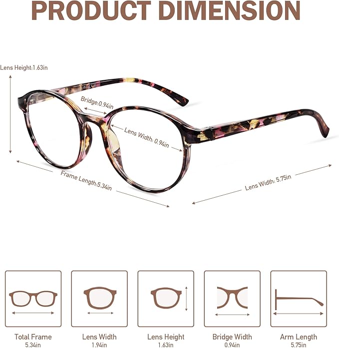5 Pack Reading Glasses For Women,Blue Light Blocking Computer Reader Spring Hinge Eyeglasses