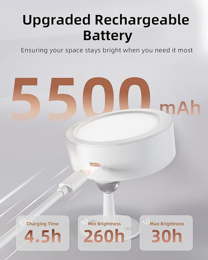 EZVALO LED Wall Mounted Lights, 5500mAh Rechargeable Wall Light Wall Sconces Lamp, 3 Color Temps & Remote and Touch Control, 360°Rotation Dimmable Cordless for Bedroom Reading Study Bedside (White)