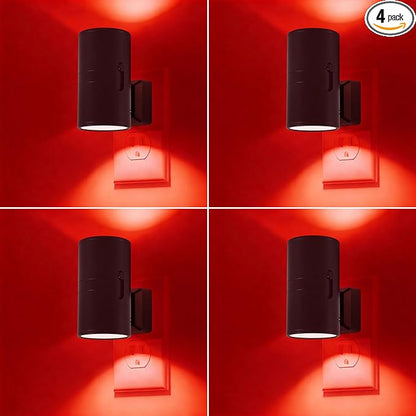 670nm Red Light Night Light for Sleep - Zero Blue Light, Adjustable Brightness & Energy Efficient Night Light Plug into Wall with Dusk-to-Dawn Sensor for Nursery, Bedroom, Bathroom[4 Pack]