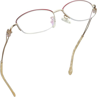 LifeArt Alloy Semi-Rimless Reading Glasses,Blue Light Blocking Glasses, Anti Eyestrain, Computer Gaming Glasses, TV Glasses for Women Men, Anti Glare (Yellow, +0.75 Magnification)