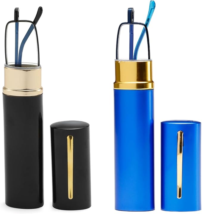 Blue Light Blocking Reading Glasses - Slim Pocket Readers with Pen Clip Case Mini Lightweight Readers