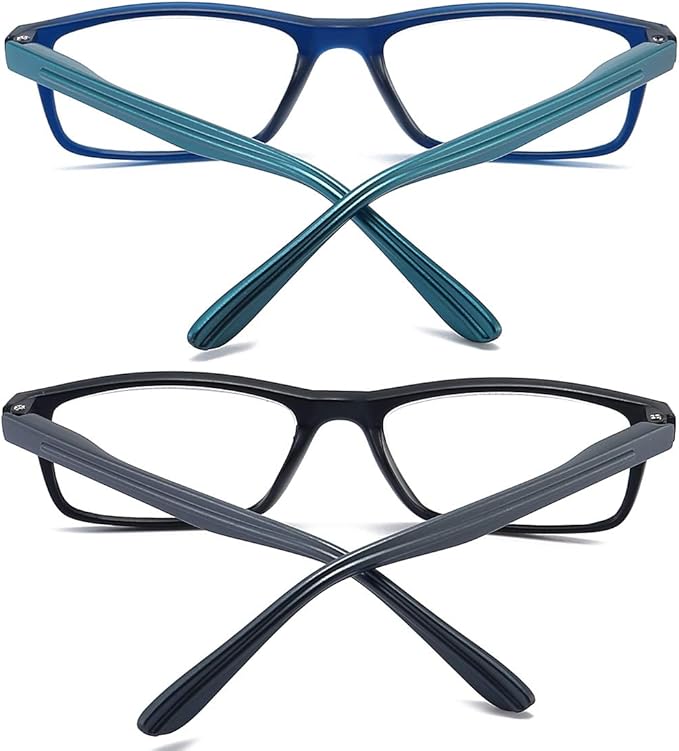 Reading Glasses Blue Light Blocking for Men Women,Rectangular Frame Computer Readers with Spring Hinge