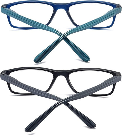 Reading Glasses Blue Light Blocking for Men Women,Rectangular Frame Computer Readers with Spring Hinge