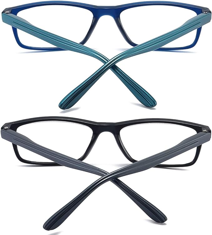 Reading Glasses Blue Light Blocking for Men Women,Rectangular Frame Computer Readers with Spring Hinge