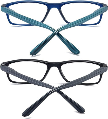 Reading Glasses Blue Light Blocking for Men Women,Rectangular Frame Computer Readers with Spring Hinge