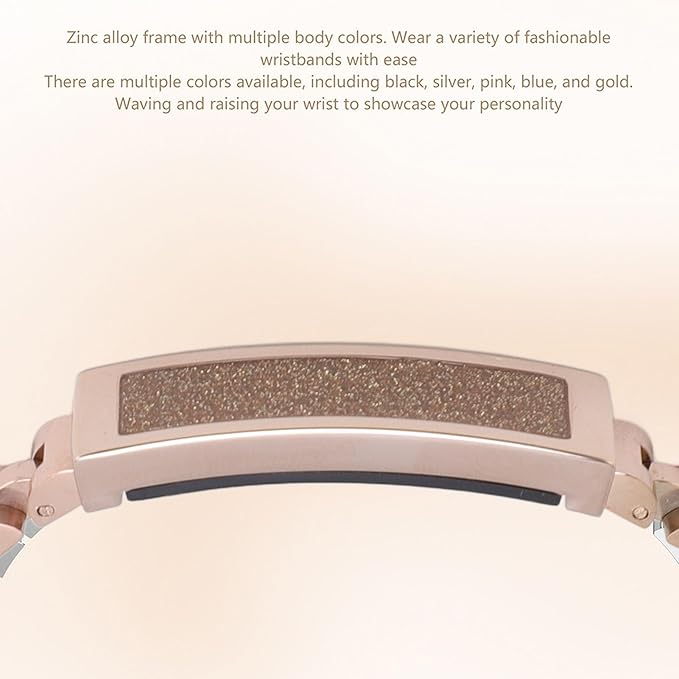 Smart Health Wristband, Zinc Alloy Bluetooth IP68 Health Fitness Tracker Screenless Smart Bracelet Step Counter for Sleep Sports Tracking (Light Gold)