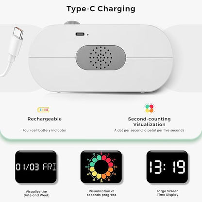 Mooking Alarm Clocks for Bedrooms, Digital Visual Timer for Kids, Rechargeable 199-Minute Silent Countdown Timers, Focus & Smoother Routines, Fitness Baking Studying Teaching