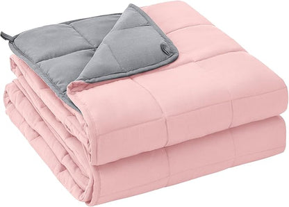 yescool Weighted Blanket for Adults (22 lbs, 60" x 80", Pink Grey) Cooling Heavy Blanket for Sleeping Perfect for 210-230 lbs, Queen Size Breathable Blanket with Premium Glass Bead, Machine Washable