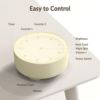 White Noise Machine for Baby and Adults, 20 Soothing Sleep Sounds, Custom Shortcut Buttons, Warm Night Light, 8 Hour Timer, Touch Control, USB Powered Sound Machine for Nursery Bedroom & Travel