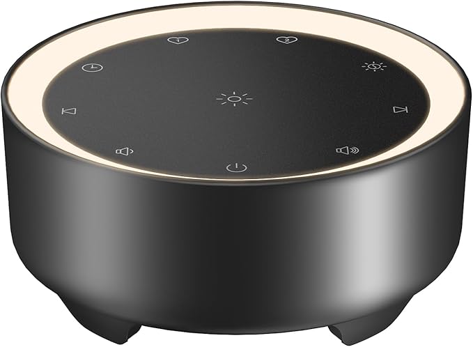 Kipcush White Noise Machine - 20 Soothing Sounds (Natural, White/Pink/Brown Noise, Fan), 2 Customizable Shortcuts, Soft Glow Non-Glaring Night Light, 8H Timer, USB-Powered (No Adapter/Battery)