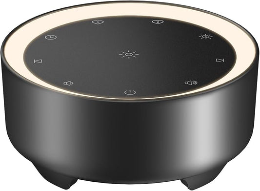 Kipcush White Noise Machine - 20 Soothing Sounds (Natural, White/Pink/Brown Noise, Fan), 2 Customizable Shortcuts, Soft Glow Non-Glaring Night Light, 8H Timer, USB-Powered (No Adapter/Battery)