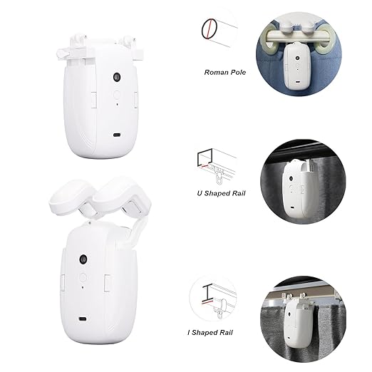 Automatic Curtain Opener and Closer - Smart Curtain Opener Robot Roman Pole U and I Shape Rail 2-in-1, APP Voice Remote Control for Home Office