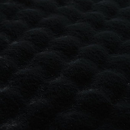 YnM Ultra-Soft Weighted Blanket, Fluffy Bubble Cuddle Heavy Bed Blanket, Plush Faux Fur Big Comforter, Soft & Warm Home Decor Piece (Black, 90''x90'' 20lbs, Full/Queen)