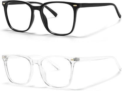 Oversized Square Blue Light Blocking Glasses for Women Men, Anti-Fatigue Computer Monitor Glasses Reduce Eye Strain