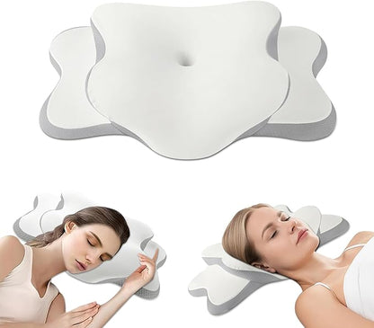 Ergonomic Pillow for Sleep Apnea, Neck Pain, and Snoring Relief | Cervical Neck Pillow for Side Sleepers | Orthopedic Memory Foam with Ergonomic Support, White