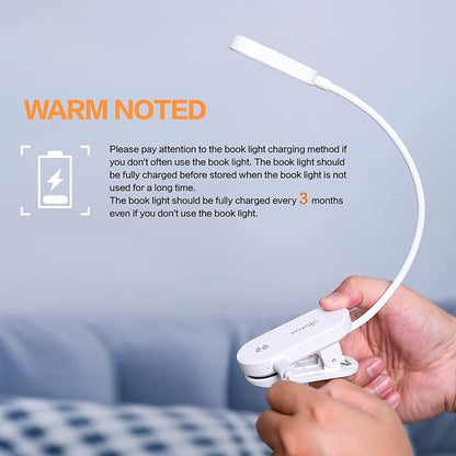 VAVOFO Rechargeable Book Light, 14 LEDs Eye Care Clip On Amber Reading Light for Bookworms Reading in Bed with 9 Colors 9 Brightness (White)