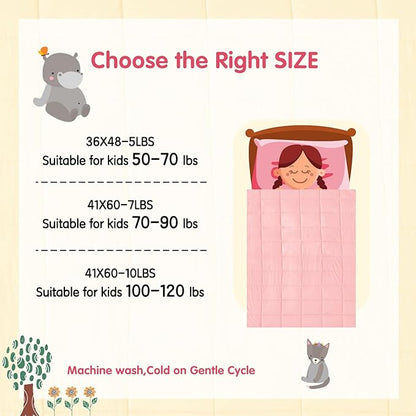 yescool Weighted Blanket (7 lbs, 41" x 60", Pink Grey) Cooling Heavy Blanket for Sleeping Perfect for 60-80 lbs, Breathable Blanket with Premium Glass Bead, Machine Washable