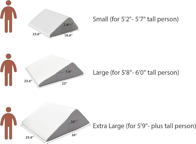 Knee Wedge Pillow, Memory Foam Leg Pillow Bed Wedge for Sleeping, Post Surgery Triangle Pillow Wedge for Knee Support, Leg Elevation, Knee Hip Back Pain Relief (23.6" x 23" x 7.9", Large Size, White)