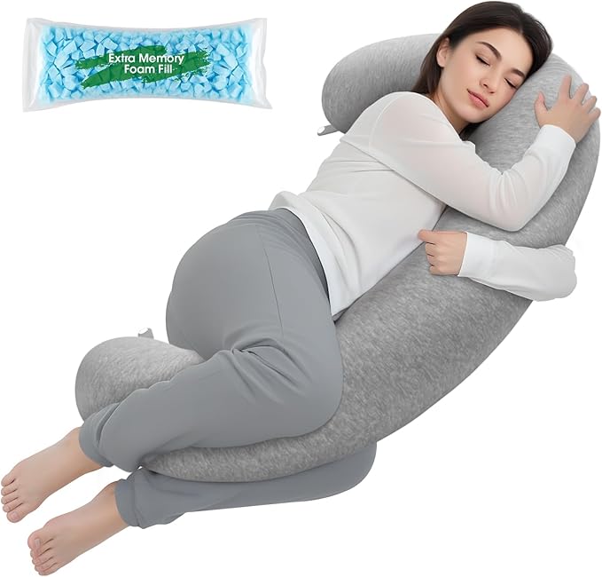 Body Pillow, Long Pillow, Memory Foam Body Pillow, C-Shaped Side Sleep Pillow, Machine Washable Pillowcase, 47”×10”