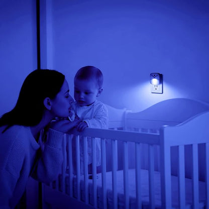 KINUR 6 Pack LED Blue Night Light Plug in, Dusk to Dawn Sensor Automatic on and Off, Energy efficient, Soft Glow nightlights for Kids, Nursery, Bedroom, Bathroom, Hallway, Stairs, Kitchen