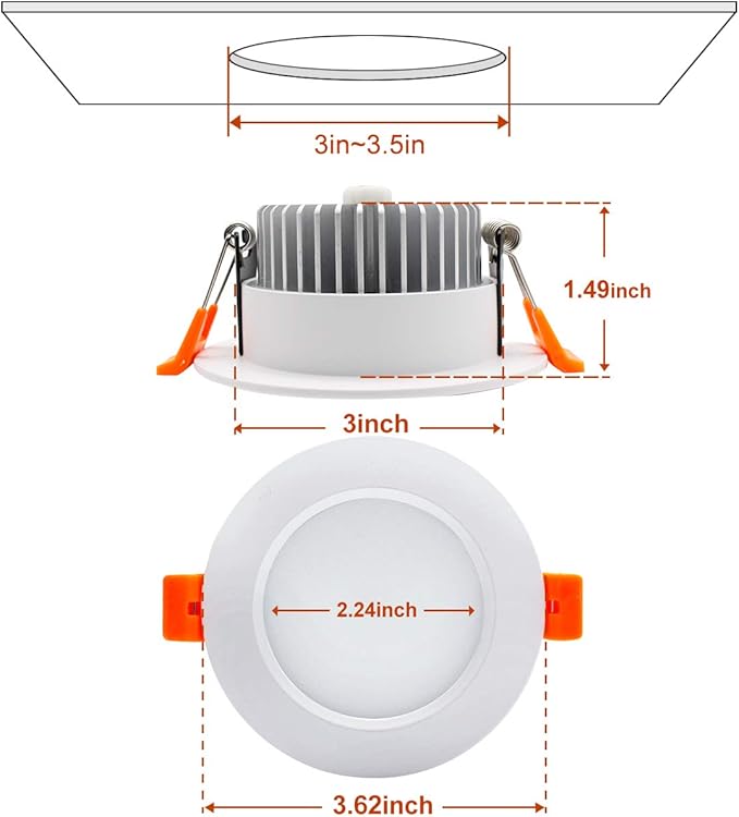 YGS-Tech 3.5 Inch LED Recessed Lighting, Dimmable Downlight 7W(55W Halogen Equivalent), CRI80, 5000K Daylight White, Ceiling Light with LED Driver(4 Pack)