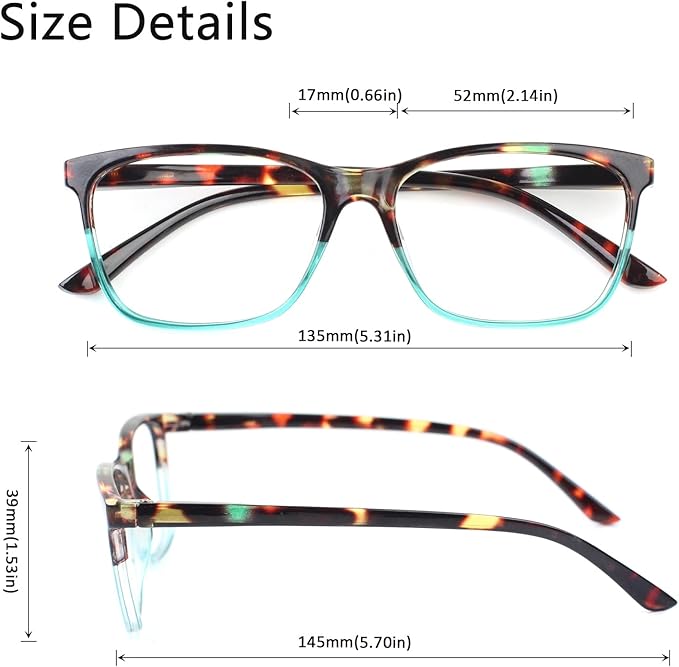 Henotin 4 Pack Ladies Reading Glasses Blue Light Blocking Spring Hinge Readers Anti Eyestrain Computer Eyeglasses (Multicolor, 1.25)