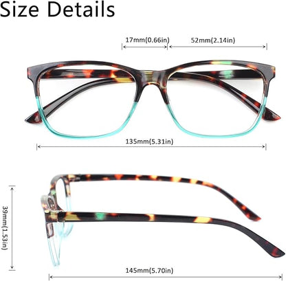 Henotin 4 Pack Ladies Reading Glasses Blue Light Blocking Spring Hinge Readers Anti Eyestrain Computer Eyeglasses (Multicolor, 1.25)