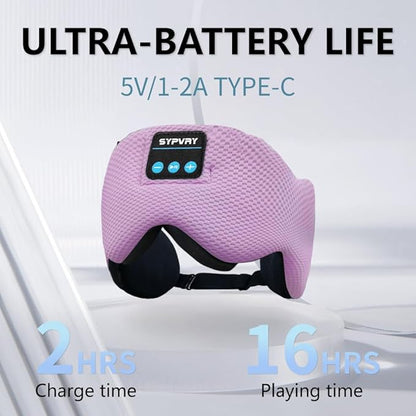 Bluetooth 5.4 Headphones Headband Eye Mask Wireless Sleep Mask，Blackout Bluetooth Eye Mask for Sleeping，Cotton Sleep Mask for Side Sleepers Adjustable Hook and Loop, Purple