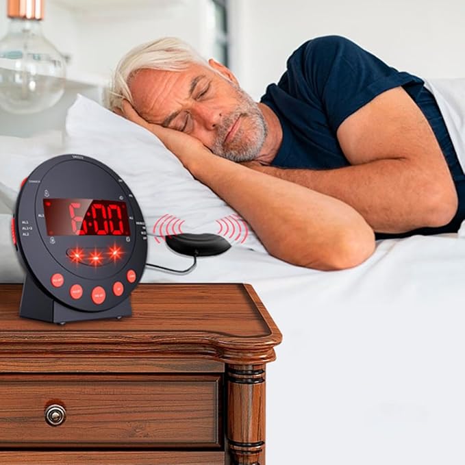 Homoyoyo Vibrating Alarm Clock for Heavy Sleepers and Deaf-Mute with Loud Bed Shaker Digital Dual Alarm Clock for Hearing Impaired 3pcs Set (no Batteries Included)