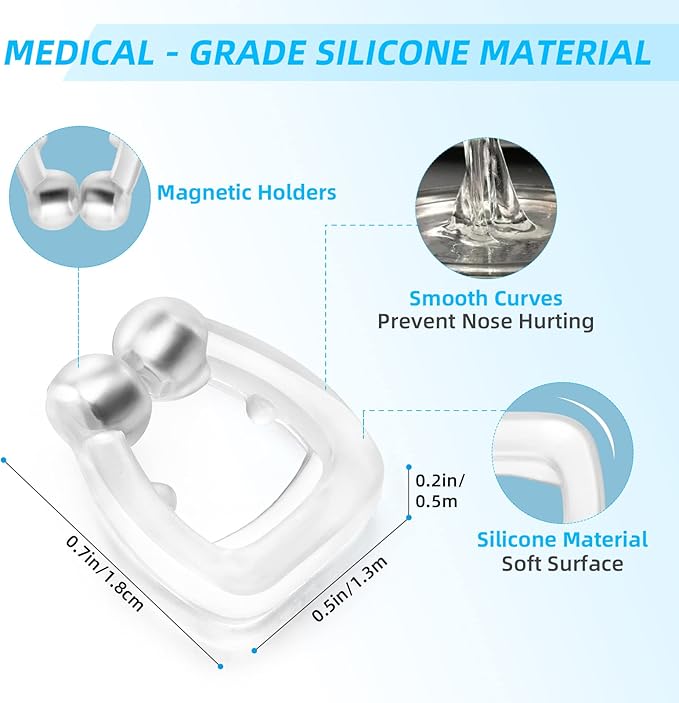 Anti Snoring Devices, Silicone Magnetic Anti Snoring Nose Clip, 6PCS Snore Stopper, Effective to Stop Snoring, Quieter Restful Sleep (White)