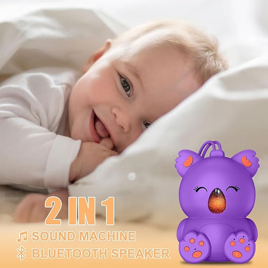 White Noise Machine with Bluetooth Speaker | Portable Baby Sound Machine Non-Looping Music Aid with Timer for Sleep, Nursery, Travel, Home & Car