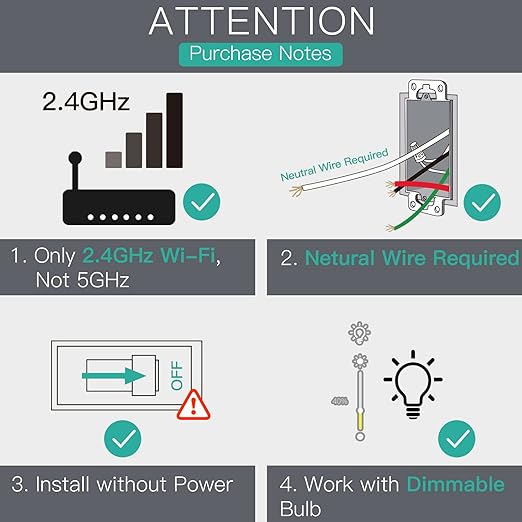 MoesGo WiFi RF Smart Light Dimmer Switch, Neutral Wire Required, Single Pole, 2.4GHZ WiFi Dimmer Light Switch, Remote Control Smart Life/Tuya APP, Work with Alexa Google Voice Assistants Black 1 Gang