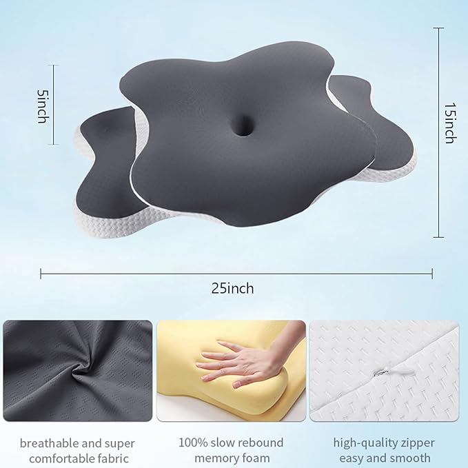 Ergo Pillow for Sleep Apnea, Neck Pain, and Snoring Relief | Cervical Neck Pillow for Side Sleepers | Orthopedic Memory Foam with Ergonomic Support
