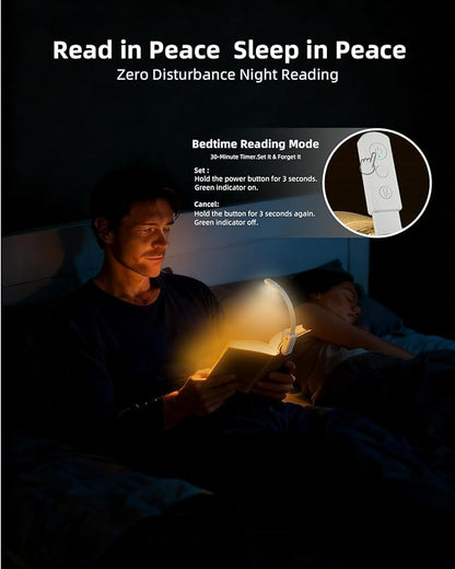Book Lights for Reading at Night,Reading Lights,AAA Battery Clip-On Led Reading Light with 3 Colors & Stepless Dimming,Portable and Ultra-Lightweight with Long Runtime(Light White)
