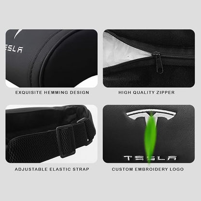 Car Headrest Neck Pillow Support Memory Foam Ergonomic Design Accessory for Driving Seat Fatigue Relief Compatible with Model S X 3 Y & Cybertruck - 2 Pieces