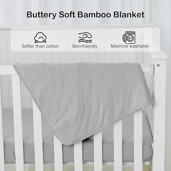 BubblePanda Rayon Made from Bamboo Baby Blanket for Boys Girls Neutral Soft Crib Blanket Toddler Quilt Comforter Newborn Nursery 30 x 40 Inch Gray