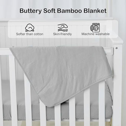 BubblePanda Rayon Made from Bamboo Baby Blanket for Boys Girls Neutral Soft Crib Blanket Toddler Quilt Comforter Newborn Nursery 30 x 40 Inch Gray