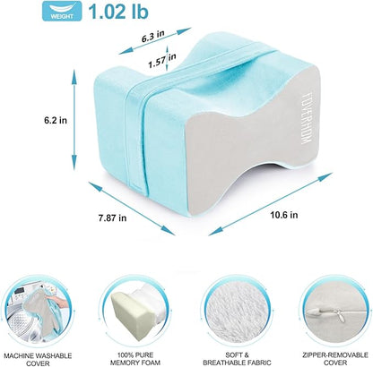 foverhom Memory Foam Knee Pillow,Orthopedic Leg Pillow for Sciatica Relief,Back Pain, Pregnancy, Leg Pain, Hip Pain and Sciatica Relief,Blue
