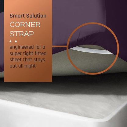 Empyrean 4 Pack Twin XL Fitted Sheets - Deep Pocket 14-16 Inch, Ultra Soft Microfiber, Fade Resistant, Shrinkproof, Wrinkle-Free Sheets for College Dorms & Home, Purple