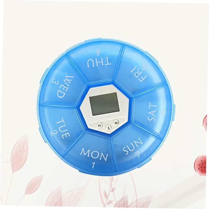 SAFIGLE Compartment Pill Dispenser Alarm Clock Portable Electronic Medication Reminder for Daily Use Easy Read Labels Suitable for Patients and Caregivers