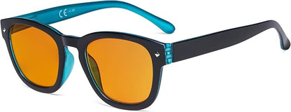 Eyekepper Blue Light Blocking Reading Glasses with Orange Tinted Filter Lens for Sleeping - Anti Blue Ray Computer Readers - Black-Blue +0.75
