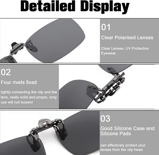 Clip on Polarized Night Vision Driving Glasses Flip up Sunglasses UV-400 to Wear Over Glasses for Night Driving